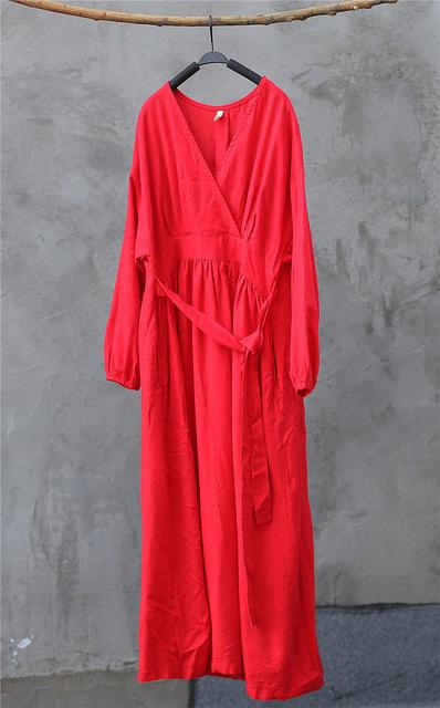 Empire Waist Cotton Linen Casual Dress