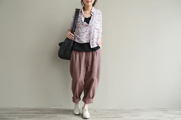 Casual Literary Roll-up Trousers
