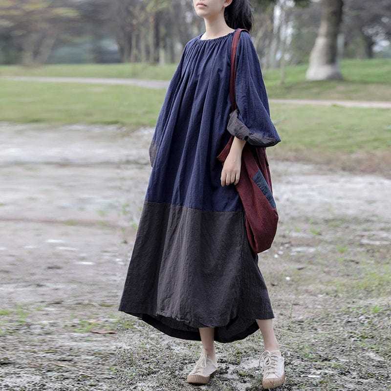 Vintage Patchwork Cotton Linen Dresses