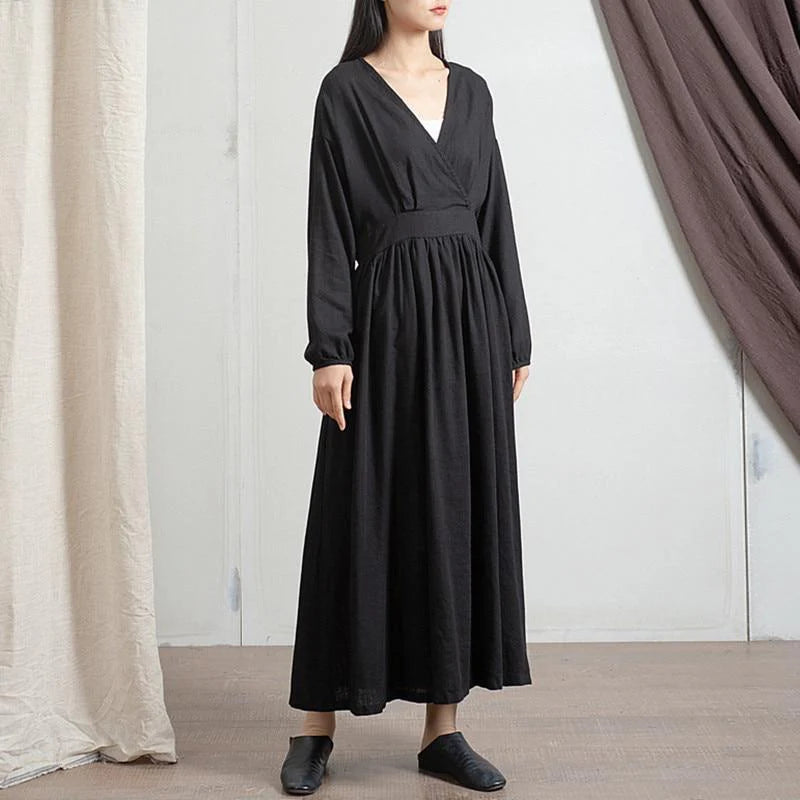 Empire Waist Cotton Linen Casual Dress