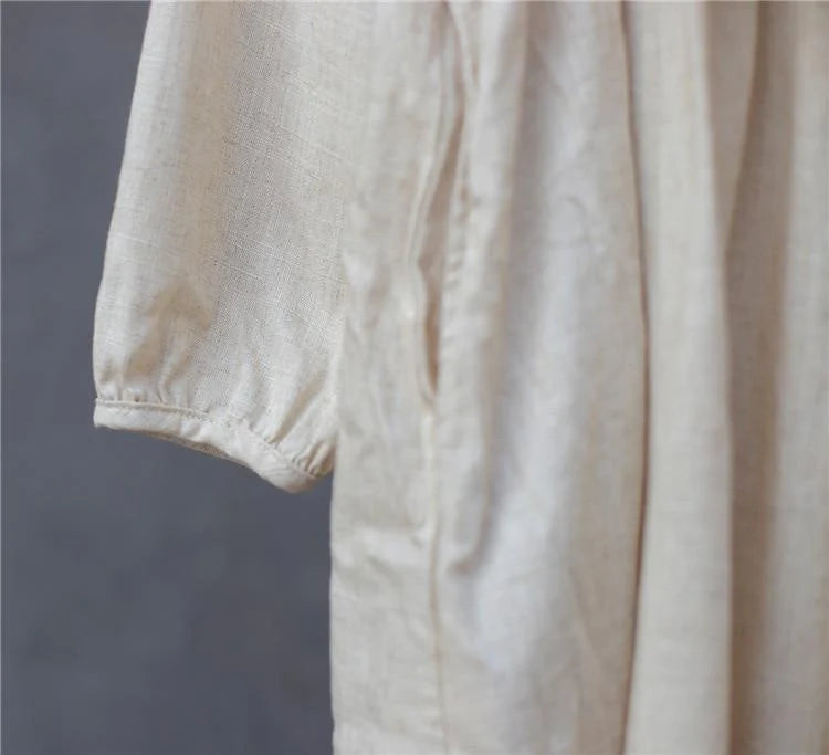 Empire Waist Cotton Linen Casual Dress