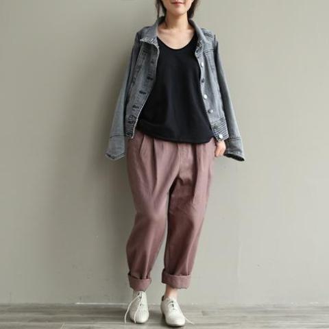 Casual Literary Roll-up Trousers