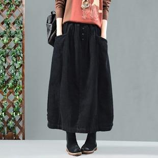 Vintage Pleated Corduroy Midi Skirt