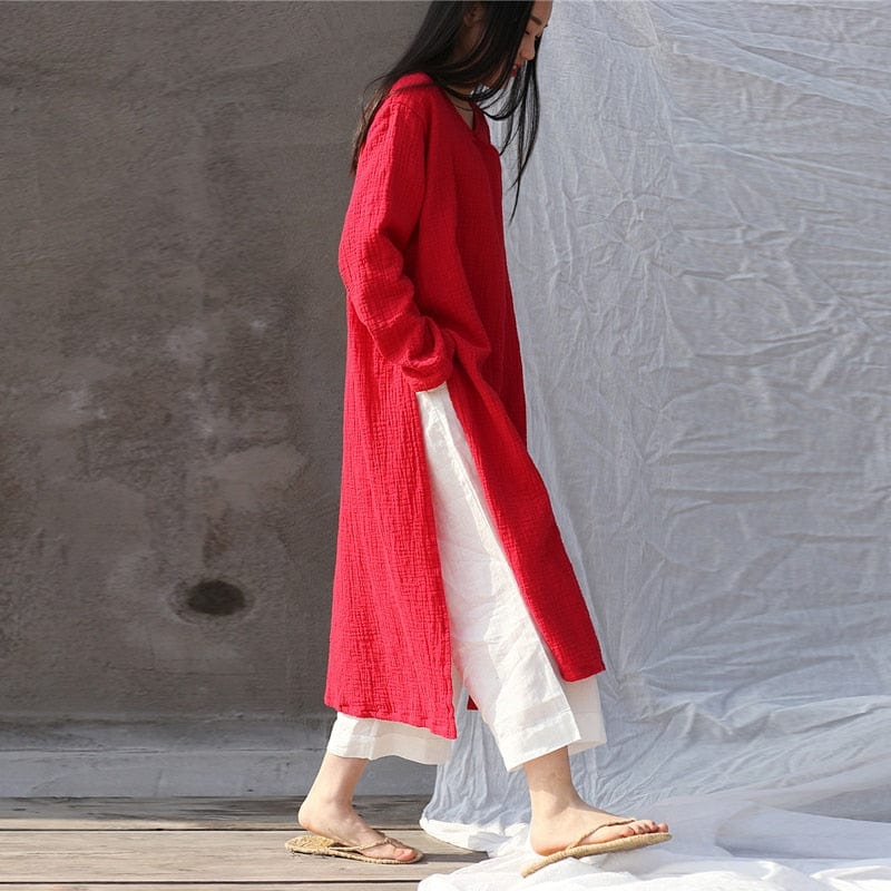 Oversized Cotton Linen Tunic Dress