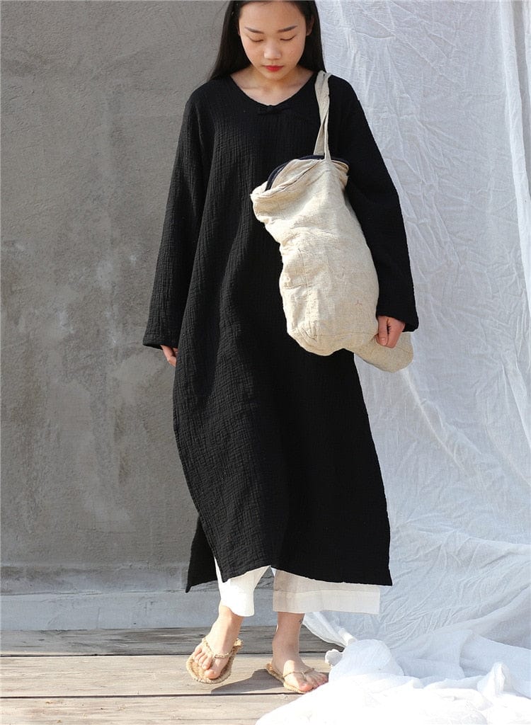 Oversized Cotton Linen Tunic Dress