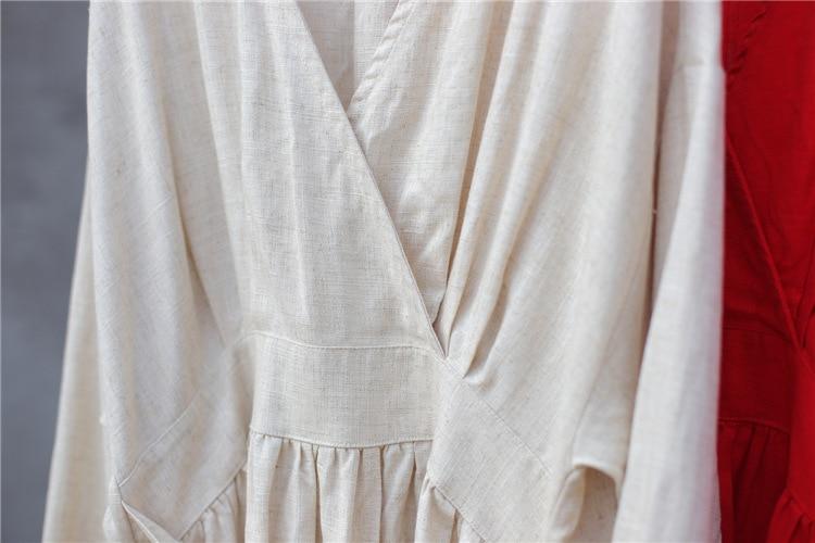 Empire Waist Cotton Linen Casual Dress