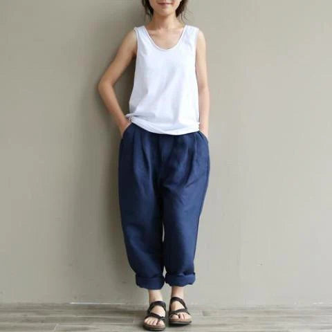 Casual Literary Roll-up Trousers