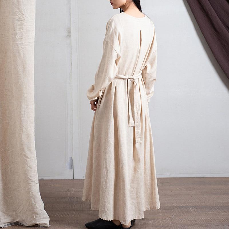 Empire Waist Cotton Linen Casual Dress