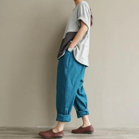 Casual Literary Roll-up Trousers