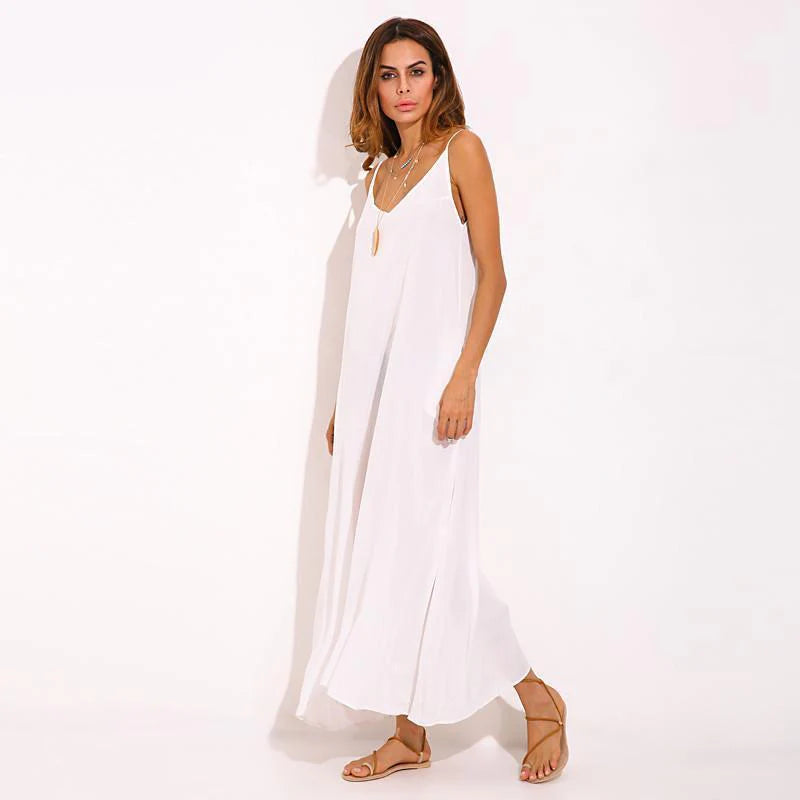 Boho V Neck Sleeveless Beach Dress