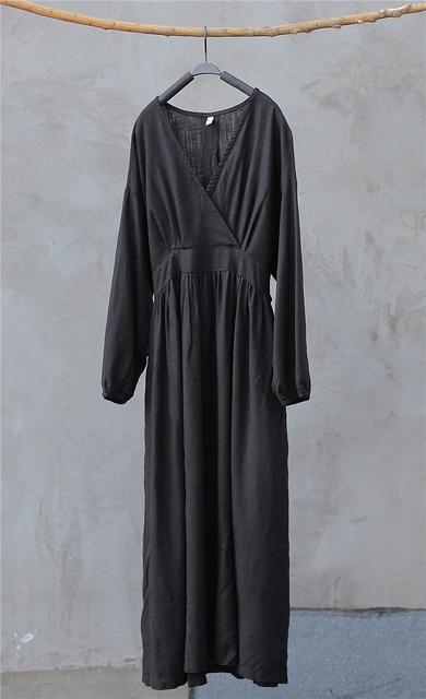 Empire Waist Cotton Linen Casual Dress