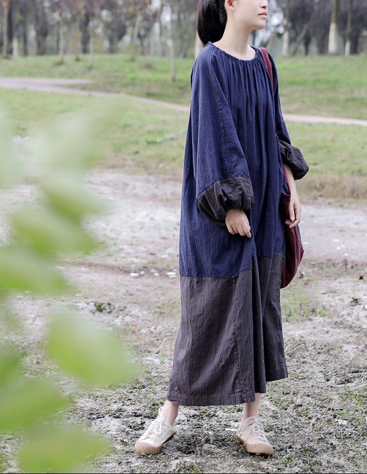 Vintage Patchwork Cotton Linen Dresses