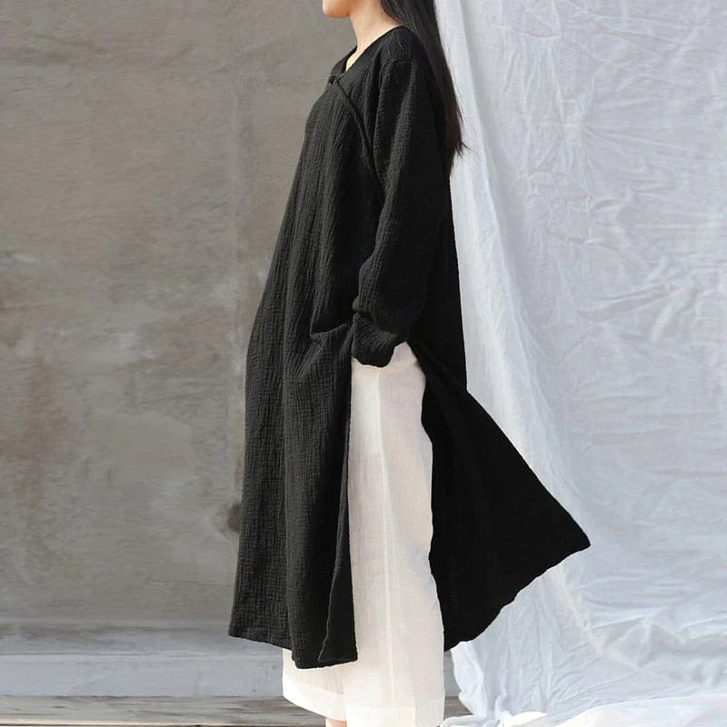Oversized Cotton Linen Tunic Dress