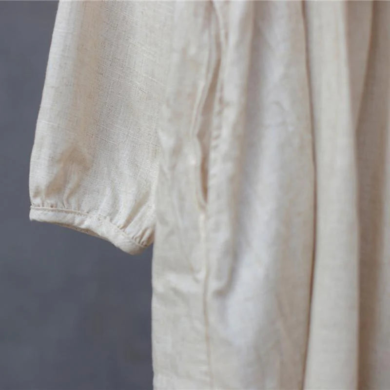 Empire Waist Cotton Linen Casual Dress