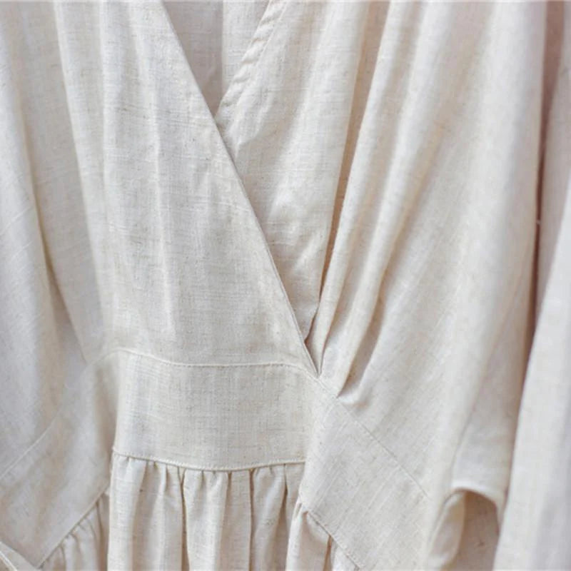 Empire Waist Cotton Linen Casual Dress